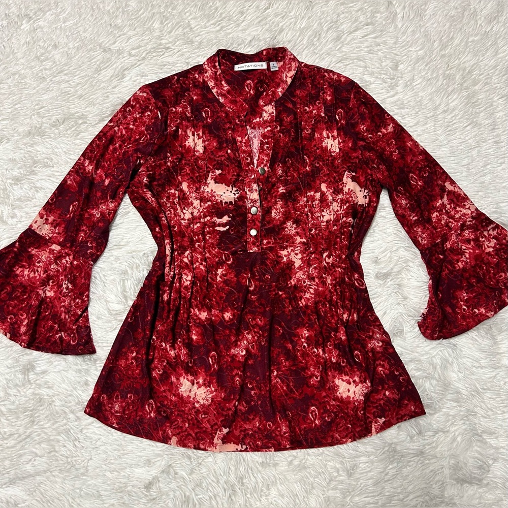 Notations Red Patterned Blouse - image 2